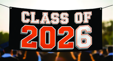 Class of 2026 banner at graduation.